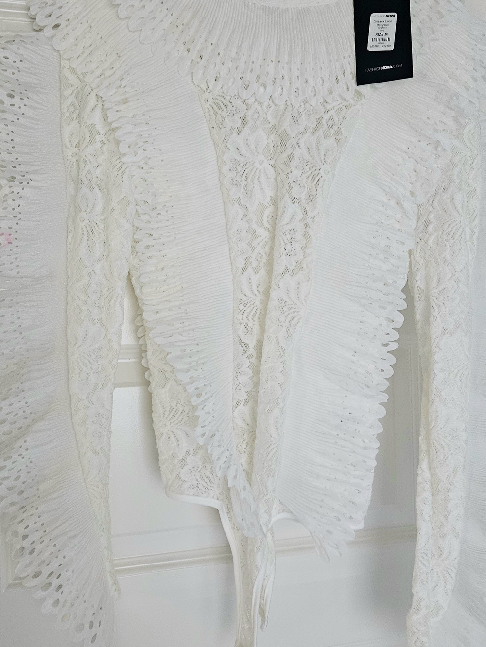 Fashion Nova Ivory Drisana Lace Bodysuit Tag